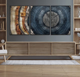 91368647-MGV-CV-36X24-Tree Ring Wall Art – Natural Rustic Wood Texture Canvas Print, Farmhouse Log Cabin Decor, Framed Abstract Tree Stump for Living