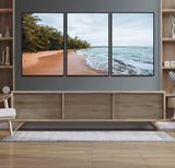 88125882-MGV-CV-36X24-Tropical Shoreline Wall Art Canvas Print, Framed Palm Trees Art Picture Print, Tropical Ocean Perfect Tropical Coastal Decor