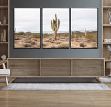 96147924-MGV-FC-60X30-3P_Black-Saguaro Cactus Wall Art Canvas Print, Framed Desert Cactus Art Picture Print, Earthy Desert Perfect Southwestern Boho Decor