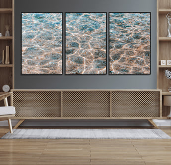 26580287-MGV-CV-36X24-Clear Water Wall Art Canvas Print, Framed Sunlit Ripples Art Picture Print, Ocean Texture Perfect Modern Coastal Decor Artwork