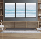 77145995-MGV-FC-60X30-3P_Black-Ocean Simplicity Wall Art Canvas Print, Framed Surfer on Water Art Picture Print, Light Blue Perfect Coastal Minimalist Decor