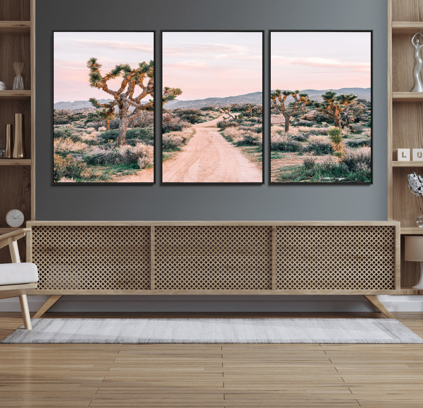12540952-MGV-CV-36X24-Joshua Tree Park Wall Art Canvas Print, Framed Desert Road Art Picture Print, Sunset Drive Perfect Southwestern Boho Decor Artwork