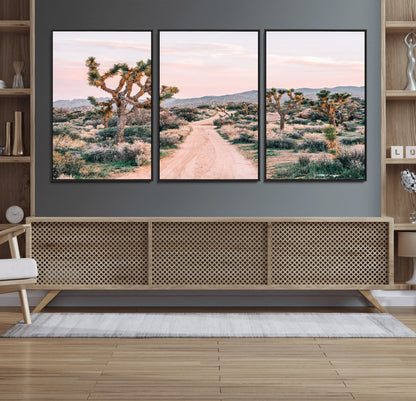 12540952-MGV-CV-36X24-Joshua Tree Park Wall Art Canvas Print, Framed Desert Road Art Picture Print, Sunset Drive Perfect Southwestern Boho Decor Artwork