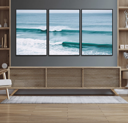 73692470-MGV-CV-36X24-Ocean Swell Wall Art Canvas Print, Framed Surf Waves Art Picture Print, Blue Water Perfect Coastal Dynamic Decor Artwork