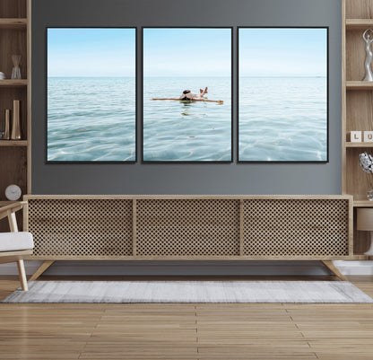 32624554-MGV-CV-36X24-Swimming Relaxation Wall Art Canvas Print, Framed Peaceful Water Art Picture Print, Clear Sea Perfect Minimalist Aquatic Decor