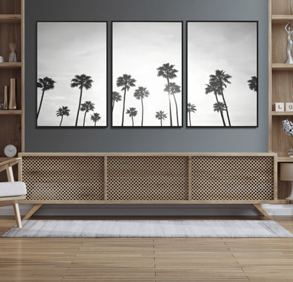 62298277-MGV-CV-36X24-Monochrome Palms Wall Art Canvas Print, Framed Minimalist Trees Art Picture Print, Silhouetted Palms Perfect Tropical Minimalist