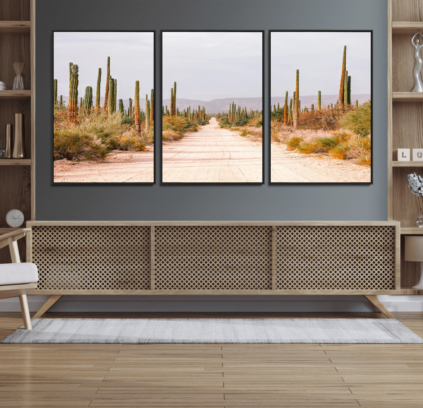 30742780-MGV-CV-36X24-Desert Cactus Wall Art Canvas Print, Framed Southwestern Art Picture Print, Bohemian Western Perfect Southwestern Boho Decor