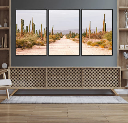 30742780-MGV-CV-36X24-Desert Cactus Wall Art Canvas Print, Framed Southwestern Art Picture Print, Bohemian Western Perfect Southwestern Boho Decor