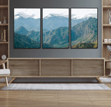 79393816-MGV-CV-36X24-Misty Mountain Wall Art Canvas Print, Framed Cloudy Andean Art Picture Print, Rugged Mountain Perfect Rustic Nature Decor Artwork