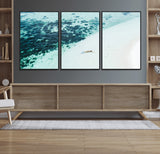 33764764-MGV-CV-36X24-Minimal Beach Wall Art Canvas Print, Framed Ocean Swimming Art Picture Print, Clear Ocean Perfect Minimal Coastal Decor Artwork