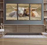 53388593-MGV-CV-36X24-Cow Photography Wall Art Canvas Print, Framed Rustic Animal Decor Art Picture Print, Texas Cow Pair Perfect Western Farmhouse