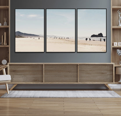 28307820-MGV-FC-60X30-3P_Black-Minimalist Beach Wall Art Canvas Print, Framed Coastal Serenity Art Picture Print, Soft Sand Perfect Modern Coastal Decor Artwork