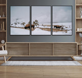 60308289-MGV-FC-60X30-3P_Black-Bison Wildlife Wall Art Canvas Print, Framed Snowy Prairie Art Picture Print, Western Landscape Perfect Rustic Winter Decor