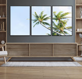 54719115-MGV-FC-60X30-3P_Black-Palm Trees Wall Art Canvas Print, Framed Tropical Aesthetic Art Picture Print, Coastal Serenity Perfect Tropical Minimalist Decor
