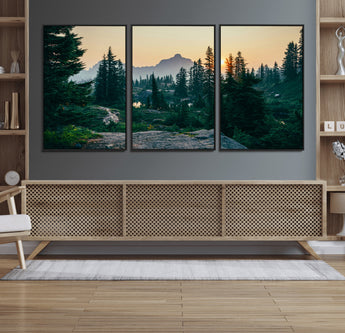 66397982-MGV-CV-36X24-Mountain Landscape Wall Art Canvas Print, Framed Forest Serenity Art Picture Print, Mountain Landscape Perfect Rustic Wilderness