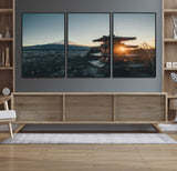 87729656-MGV-FC-60X30-3P_Black-Mount Fuji Wall Art Canvas Print, Framed Japan Travel Art Picture Print, Chureito Pagoda Perfect Zen Minimalism Decor Artwork