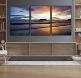 36714356-MGV-CV-36X24-Beach Sunset Wall Art Canvas Print, Framed Ocean Waves Art Picture Print, Tropical Seascape Perfect Coastal Serenity Decor Artwork