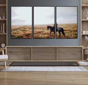 57597730-MGV-CV-36X24-Cowboy Wall Art Wall Art Canvas Print, Framed Western Canvas Art Picture Print, Rustic Ranch Scene Perfect Rustic Western Decor