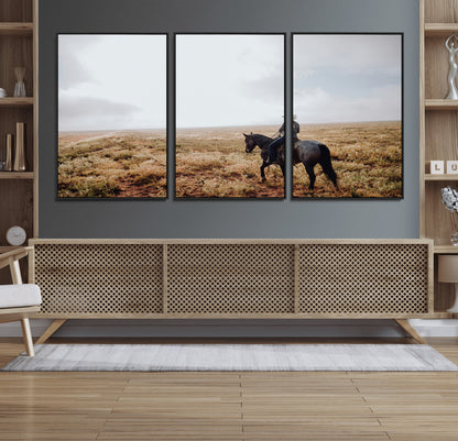 57597730-MGV-CV-36X24-Cowboy Wall Art Wall Art Canvas Print, Framed Western Canvas Art Picture Print, Rustic Ranch Scene Perfect Rustic Western Decor