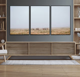 14761944-MGV-CV-36X24-Foggy Plains Wall Art Canvas Print, Framed Horseback Riders Art Picture Print, Rustic Western Perfect Rustic Western Decor Artwork