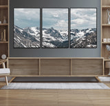 94074619-MGV-CV-36X24-Snowy Peaks Wall Art Canvas Print, Framed Alpine Wilderness Art Picture Print, Mountain Escape Perfect Winter Serenity Decor