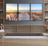 73351887-MGV-FC-60X30-3P_Black-Ocean Sunset Wall Art Wall Art Canvas Print, Framed Nautical Photography Art Picture Print, Summer Beach House Decor Perfect