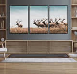 81594705-MGV-FC-60X30-3P_Black-Elk Herd Wall Art Canvas Print, Framed Wildlife Photography Art Picture Print, Rustic Nature Print Perfect Rustic Wildlife Decor