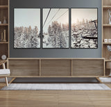 91534512-MGV-FC-60X30-3P_Black-Frosty Pines Wall Art Canvas Print, Framed Cozy Cabin View Art Picture Print, Ski Lift Ride Perfect Rustic Lodge Decor Artwork