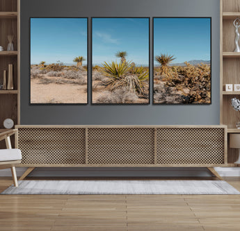 35156165-MGV-FC-60X30-3P_Black-Joshua Tree Wall Art Canvas Print, Framed Desert Landscape Art Picture Print, Warm Earth Tones Perfect Southwestern Minimalist