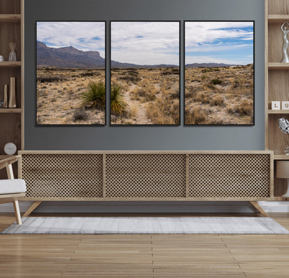 21606563-MGV-FC-60X30-3P_Black-Desert Mountain Wall Art – Southwest Landscape Photography Canvas Print, Rustic Nature Artwork Scenic Western Decor for Living