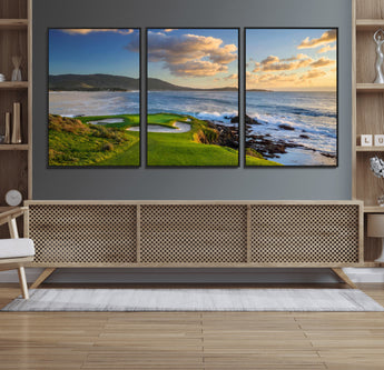 50107048-MGV-CV-36X24-Golf Course Wall Art – Coastal Ocean View Canvas Print, Scenic Fairway Landscape Decor for Office, Man Cave, Bedroom, or Living