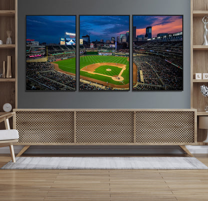 68222753-MGV-CV-36X24-Baseball Stadium Wall Art – Panoramic Night Game Canvas Print, Sports Decor for Man Cave, Office, Bar, or Living Room