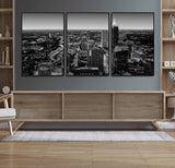 46578567-MGV-CV-36X24-Atlanta Skyline Wall Art – Black and White Cityscape Canvas Print, Modern Urban Night Decor for Office, Living Room, or Apartment