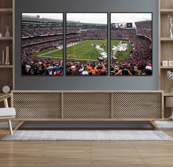 18347149-MGV-FC-60X30-3P_Black-Soldier Field Wall Art – Chicago Bears Football Stadium Canvas Print, Game Day Sports Decor for Man Cave, Bar, Office, or Living