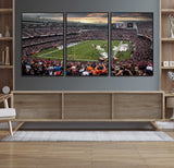 87578930-MGV-FC-60X30-3P_Black-Soldier Field Wall Art – Chicago Bears Football Stadium Sunset Canvas Print, Game Day Sports Decor for Man Cave, Bar, Office, or