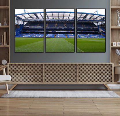 38616413CHELSA-MGV-FC-60X30-3P_Black-Chelsea Stadium Wall Art – Panoramic Football Field Canvas Print, Game Day Sports Decor for Living Room, Office, or Man Cave