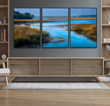 26300004-MGV-CV-36X24-Tranquil Marshland Canvas Wall Art – Blue Water, Reflective Sky, Golden Grasses, Calm Nature Landscape, Scenic Outdoor Beauty for