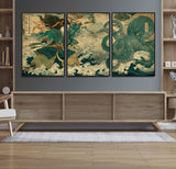 24416422-MGV-CV-36X24-Tsukioka Yoshitoshi Samurai Wall Art Print, Japanese Katana Warrior Canvas Wall Art, Octopus Sea Monster Canvas Print,