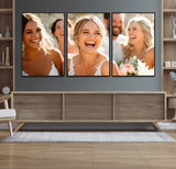 CSTM912-MGV-FC-60X30-3P_Black-Framed Wedding Canvas Print - Custom Wall Art Keepsake for Couples, Elegant Home Decoration Gift, Create Your Own Photo Canvas