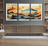 94085549-MGV-CV-36X24-Yayoi Kusama Inspired Japanese Landscape Art Print – Vibrant Mount Fuji, Waves & Autumn Trees, Modern Decorative Poster for