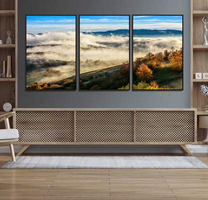 21551192-MGV-FC-60X30-3P_Black-Landscape Wall Art – Autumn Mountain View Canvas Print, Scenic Nature Photography Decor for Bedroom, Living Room, Office, Cabin or