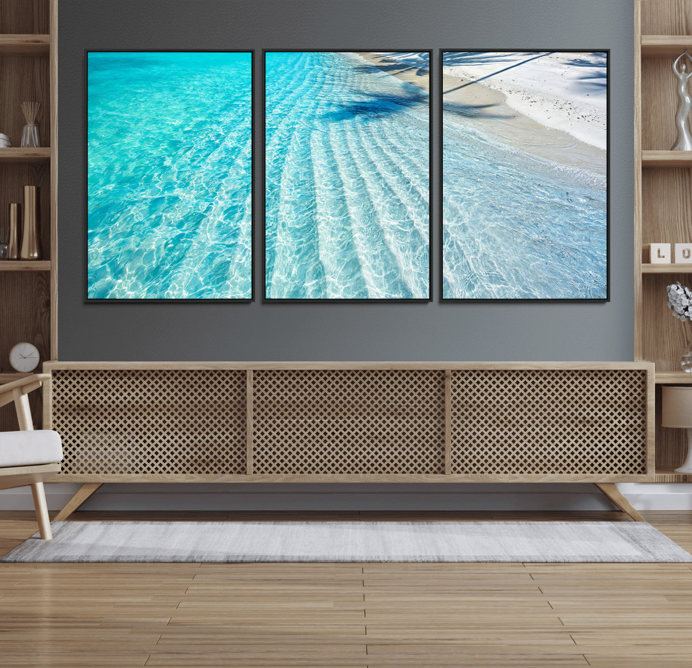 68127042-MGV-CV-36X24-Beach Wall Art – Tropical Ocean Canvas Print, Clear Water and White Sand Photography Decor for Bedroom, Living Room, Office,