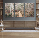 24760563-MGV-FC-60X30-3P_Black-Forest Wall Art – Tranquil Woodland Path Canvas Print, Scenic Nature Photography Decor for Bedroom, Living Room, Office, Cabin or