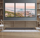 27332135-MGV-FC-60X30-3P_Black-Coastal Sunset Wall Art – Ocean Waves and Rocky Shore Canvas Print, Scenic Seaside Photography Decor for Bedroom, Living Room,