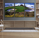 22776914-MGV-FC-60X30-3P_Black-Golf Course Wall Art – Oceanfront Green Canvas Print, Coastal Pebble Beach Photography Sports Decor for Living Room, Office, Man
