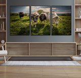 67277447-MGV-CV-36X24-Farmhouse Wall Art – Herd of Cows Canvas Print, Rustic Country Pasture Photography Decor for Bedroom, Living Room, Office, Ranch,