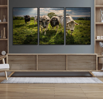 67277447-MGV-CV-36X24-Farmhouse Wall Art – Herd of Cows Canvas Print, Rustic Country Pasture Photography Decor for Bedroom, Living Room, Office, Ranch,