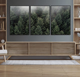 84059409-MGV-FC-60X30-3P_Black-Forest Wall Art – Misty Evergreen Trees Canvas Print, Tranquil Nature Photography Decor for Bedroom, Living Room, Office, Cabin or