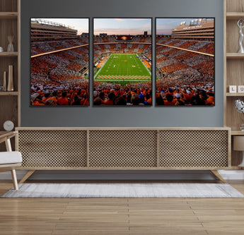 37160229-MGV-FC-60X30-3P_Black-Tennessee Volunteers Wall Art – Neyland Stadium Sunset Checkerboard Game Canvas Print, Vols Football Panorama Sports Decor