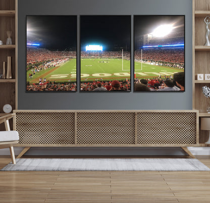 16230786-MGV-FC-60X30-3P_Black-Georgia Bulldogs Stadium Wall Art – Night Game Football Field Canvas Print, Panoramic Sports Decor for Home, Office, Fan Cave